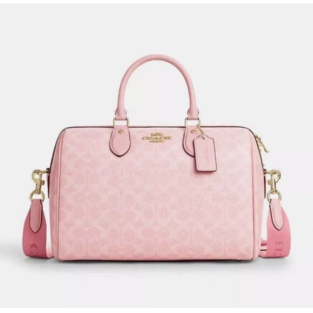 NWT Coach Rowan Large Satchel Bag In Signature Canvas CAO77 /powder pink - Picture 10 of 10